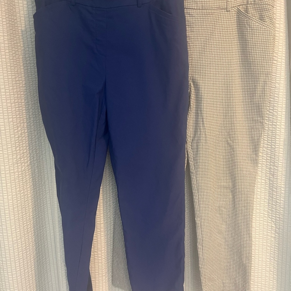 2 pair Women's Navy and Black Checkered Pants